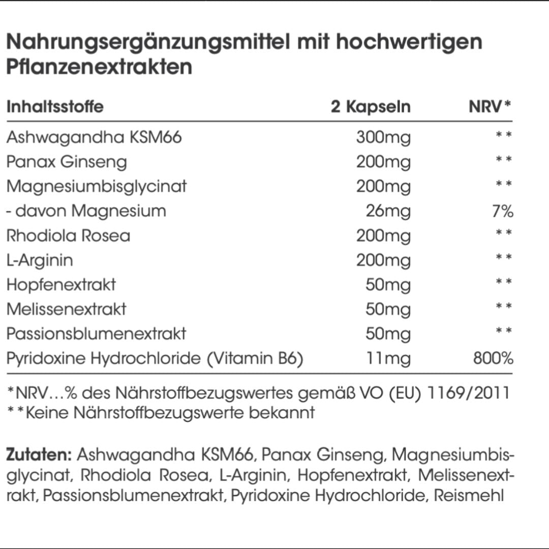 6x STRESS RELIEF | mit Aschwagandha (6x120 Kapseln) | Jahresvorrat