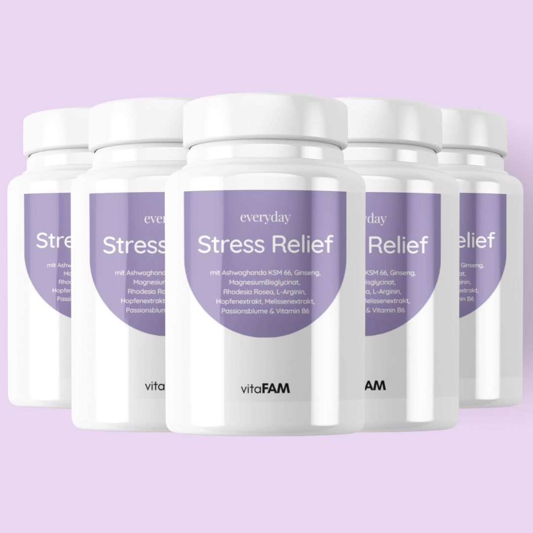 6x STRESS RELIEF | mit Aschwagandha (6x120 Kapseln) | Jahresvorrat