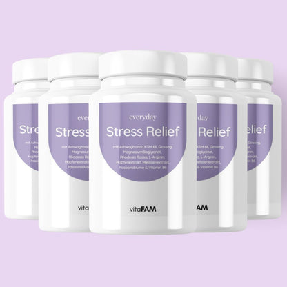 6x STRESS RELIEF | mit Aschwagandha (6x120 Kapseln) | Jahresvorrat
