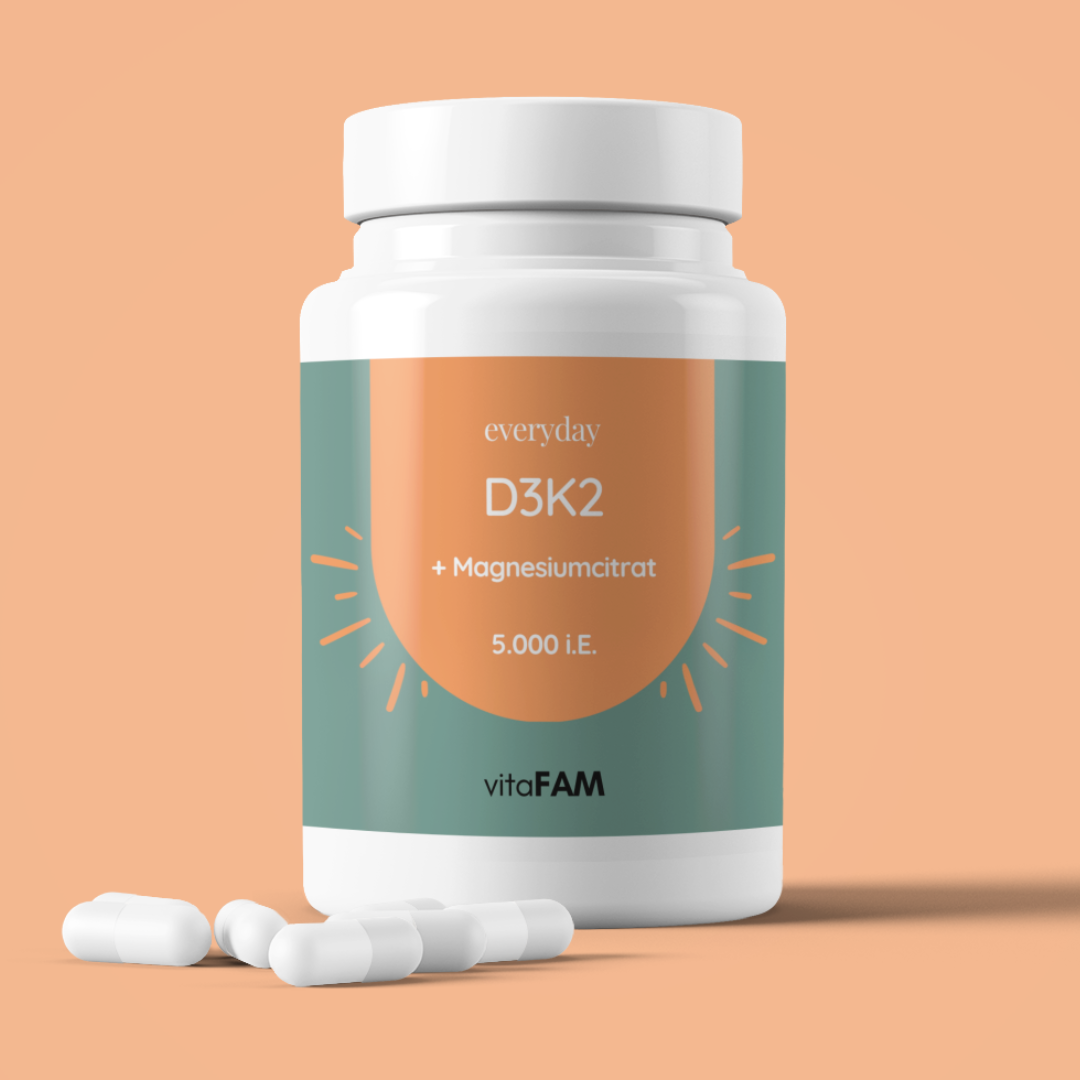 Vitamin D3K2 + Magnesiumcitrat 120 Kapseln | (5.000 i.E.)