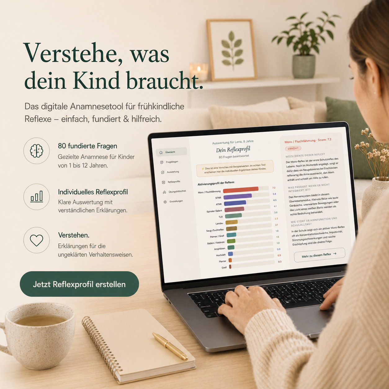 Anamnese-Tool für frühkindliche Reflexe - inkl. detaillierter Auswertung